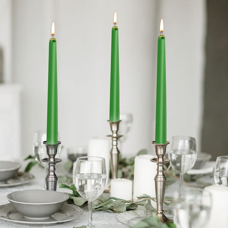 KONNI 0.87×10 Inch Green Taper Candles, Unscented and Smokeless Tall Candlesticks, 10 Pack Tapered Candles with Cotton Wicks, Long Burning, Ideal for Weddings, Dinner Parties, and Home Décor - Image 5